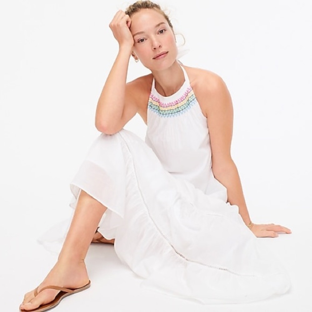 NWT J. Crew Tiered halter maxi dress M/L
